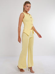 Longline -knop Waistcoat Top & Shorts Set