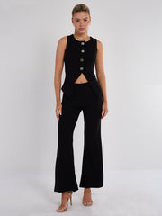 Longline -knop Waistcoat Top & Shorts Set