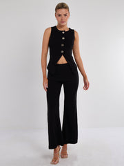 Longline -knop Waistcoat Top & Shorts Set