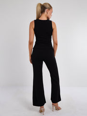 Longline -knop Waistcoat Top & Shorts Set