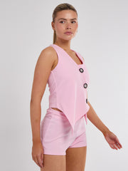 Longline -knop Waistcoat Top & Shorts Set