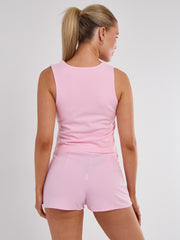 Longline -knop Waistcoat Top & Shorts Set