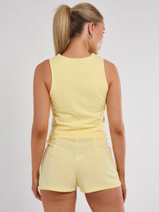 Longline -knop Waistcoat Top & Shorts Set