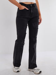 Denim -Jeans gerade Bein