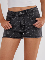 Pantalones cortos de mezclilla de diamante
