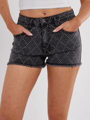 Pantalones cortos de mezclilla de diamante