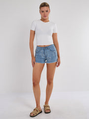 Pantalones cortos de mezclilla de diamante