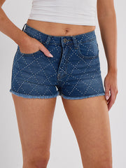 Pantalones cortos de mezclilla de diamante