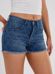 Pantalones cortos de mezclilla de diamante