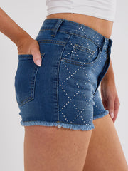 Pantalones cortos de mezclilla de diamante