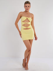 Schnäppchen von Knoten vorderen Bandeau Mini -Kleid ausschneiden