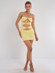 Schnäppchen von Knoten vorderen Bandeau Mini -Kleid ausschneiden