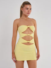Schnäppchen von Knoten vorderen Bandeau Mini -Kleid ausschneiden