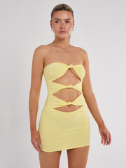 Schnäppchen von Knoten vorderen Bandeau Mini -Kleid ausschneiden