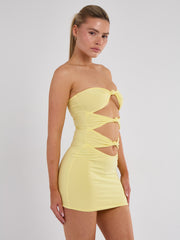 Schnäppchen von Knoten vorderen Bandeau Mini -Kleid ausschneiden