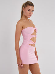 Schnäppchen von Knoten vorderen Bandeau Mini -Kleid ausschneiden