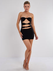 Schnäppchen von Knoten vorderen Bandeau Mini -Kleid ausschneiden