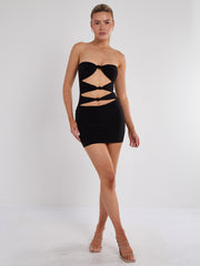 Schnäppchen von Knoten vorderen Bandeau Mini -Kleid ausschneiden