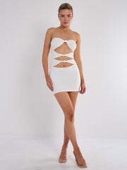 Schnäppchen von Knoten vorderen Bandeau Mini -Kleid ausschneiden