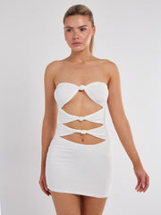 Schnäppchen von Knoten vorderen Bandeau Mini -Kleid ausschneiden