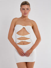 Schnäppchen von Knoten vorderen Bandeau Mini -Kleid ausschneiden