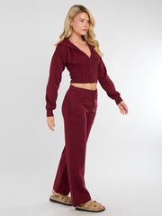 Bijgesneden rits omhoog Hood Sweatshirt & Wide Leg Trouser Tracksuit