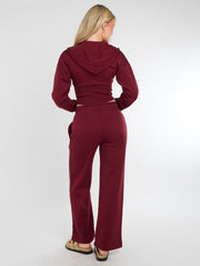 Bijgesneden rits omhoog Hood Sweatshirt & Wide Leg Trouser Tracksuit