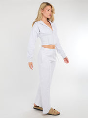 Bijgesneden rits omhoog Hood Sweatshirt & Wide Leg Trouser Tracksuit