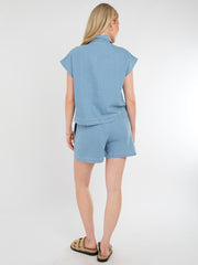 Botón acanalado a través de la coordenina de la parte superior y los pantalones cortos (copia)