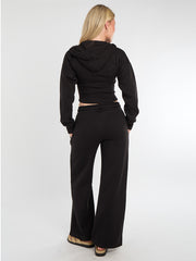 Bijgesneden rits omhoog Hood Sweatshirt & Wide Leg Trouser Tracksuit