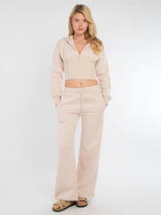Bijgesneden rits omhoog Hood Sweatshirt & Wide Leg Trouser Tracksuit
