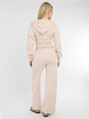 Bijgesneden rits omhoog Hood Sweatshirt & Wide Leg Trouser Tracksuit