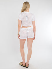 Crochet Knitted Top and Shorts Co-Ord