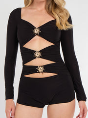 Long Sleeve Cut Out Detail Playsuit