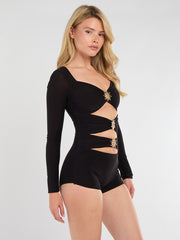 Long Sleeve Cut Out Detail Playsuit