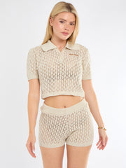 Crochet Knitted Top and Shorts Co-Ord