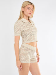Crochet Knitted Top and Shorts Co-Ord