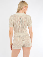 Crochet Knitted Top and Shorts Co-Ord
