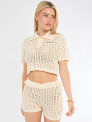 Crochet Knitted Top and Shorts Co-Ord