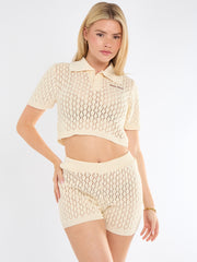 Crochet Knitted Top and Shorts Co-Ord