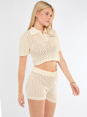 Crochet Knitted Top and Shorts Co-Ord