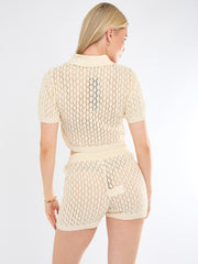 Crochet Knitted Top and Shorts Co-Ord