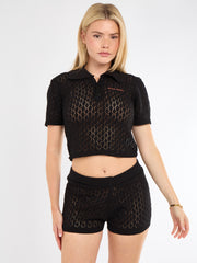 Crochet Knitted Top and Shorts Co-Ord