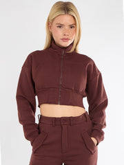 Cropped Zip Up Sweatshirt & Cargo Trouser Tracksuit