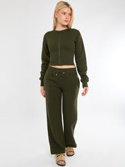 Cropped Zip Up Sweatshirt & Wide Leg Trouser Tracksuit