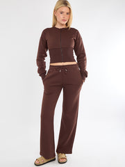 Cropped Zip Up Sweatshirt & Wide Leg Trouser Tracksuit