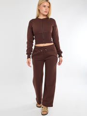 Cropped Zip Up Sweatshirt & Wide Leg Trouser Tracksuit