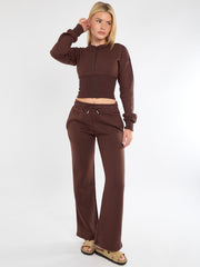 Cropped Zip Up Sweatshirt & Wide Leg Trouser Tracksuit