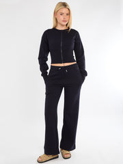 Cropped Zip Up Sweatshirt & Wide Leg Trouser Tracksuit