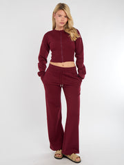 Cropped Zip Up Sweatshirt & Wide Leg Trouser Tracksuit